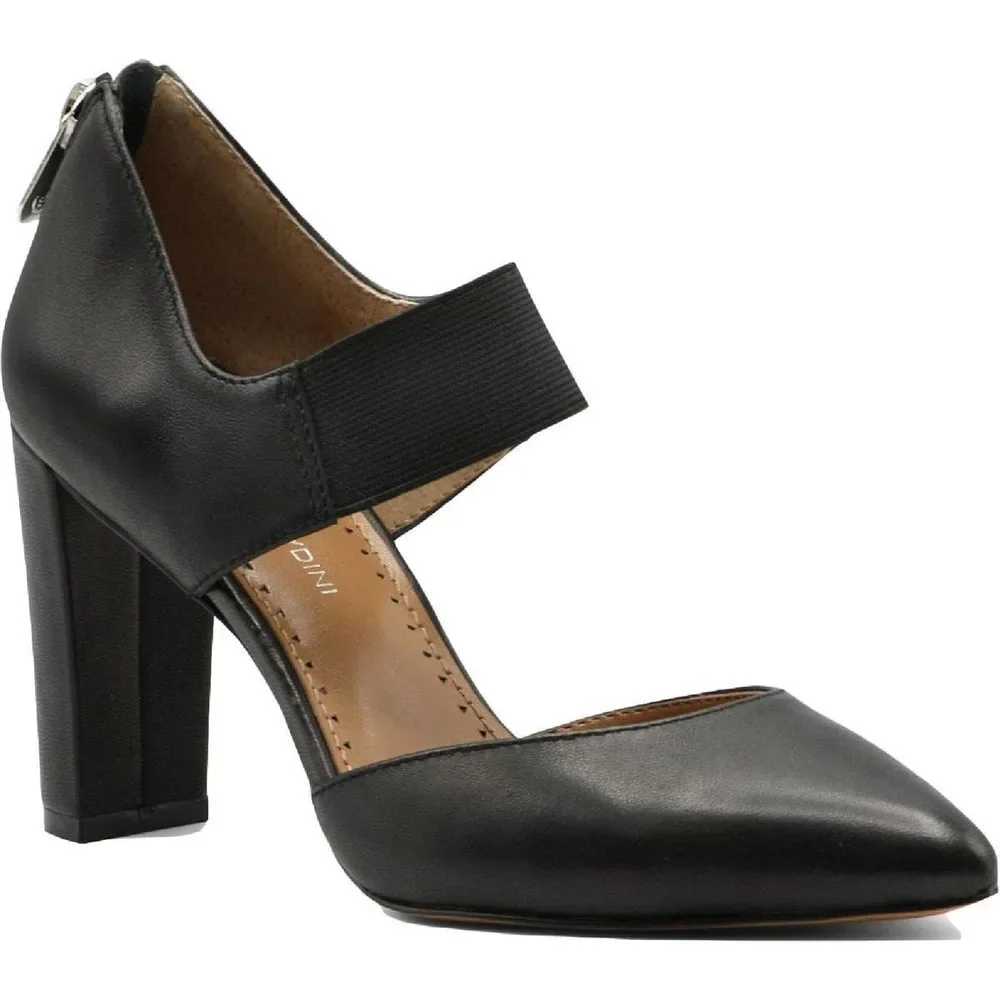 ADRIENNE VITTADINI Womens Norst Leather Dress Heels Black 9 Medium (B,M)